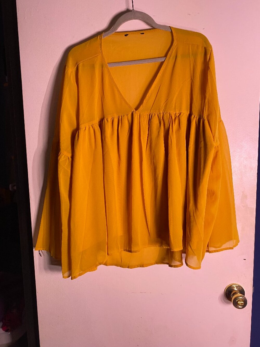 yellow sheer blouse